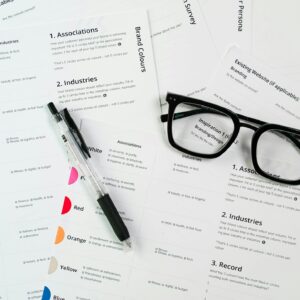 a pair of glasses sitting on top of a pile of paper